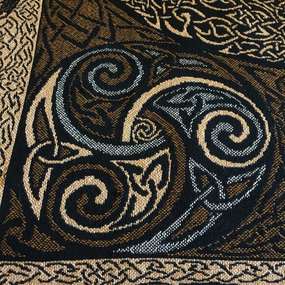 Vintage Celtic Triple Raven Tapestry Afghan Throw by Artist Jen Delyth - Picture 10 of 16